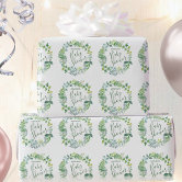 Godmother - Personalized Floral Cross Sage Green Wrapping Paper, Zazzle