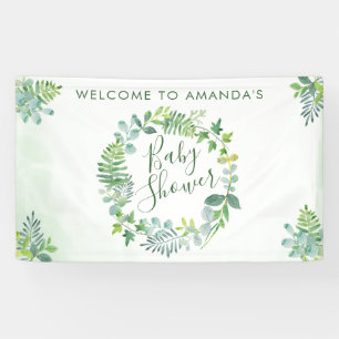 Baby Shower Greenery Wreath Welcome Banner