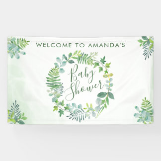 Baby Shower Greenery Wreath Welcome Banner