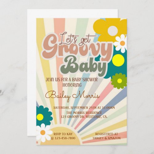 BABY SHOWER GROOVY BABY  INVITATION