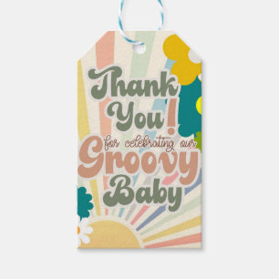 BABY SHOWER, GROOVY BABY, INVITATION PAPER PLATE GIFT TAGS