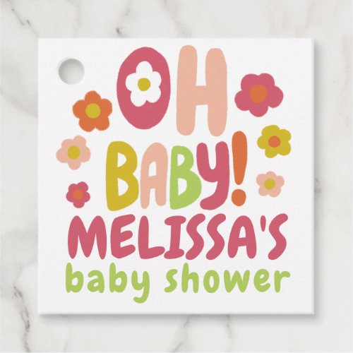 BABY SHOWER Groovy Daisies COLORFUL CUSTOM  Favor Tags