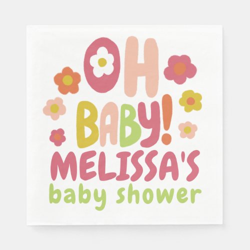 BABY SHOWER Groovy Daisies COLORFUL CUSTOM  Napkins