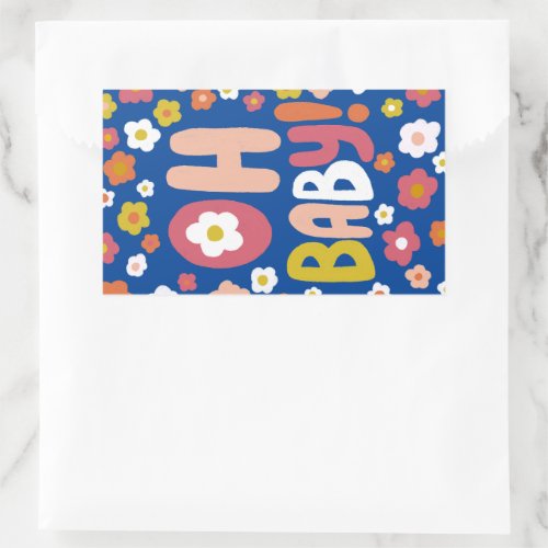 BABY SHOWER Groovy Daisies Floral CUSTOM Rectangular Sticker