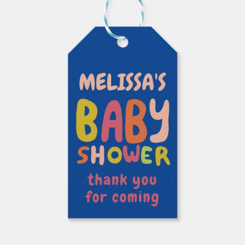 BABY SHOWER Groovy Handlettered COLORFUL CUSTOM  Gift Tags
