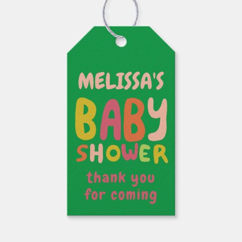 BABY SHOWER Groovy Handlettered COLORFUL CUSTOM  Gift Tags
