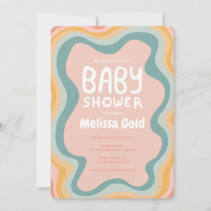 BABY SHOWER Groovy Pastel Curves CUSTOM Invitation