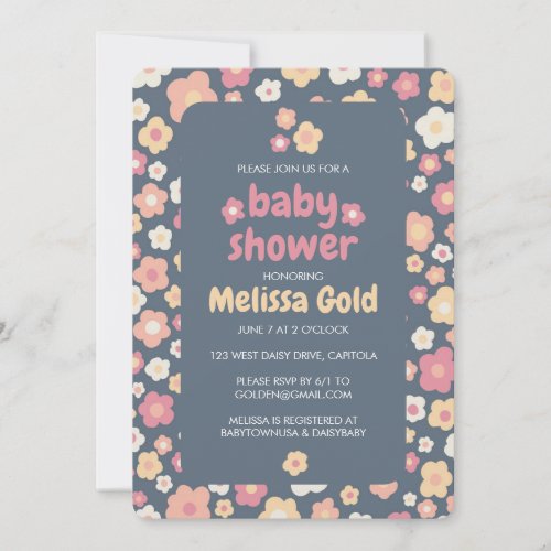 BABY SHOWER Groovy Sweet Daisy Floral CUSTOM Invitation