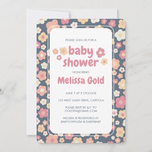 BABY SHOWER Groovy Sweet Daisy Floral CUSTOM Invitation