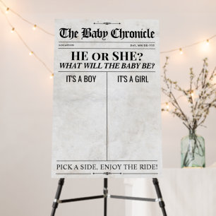 Baby Shower Guess Board, Fun Newspaper Style Game Foam Board