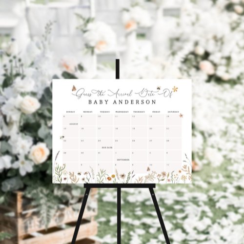 Baby shower guess the due date bee wildflower foam board