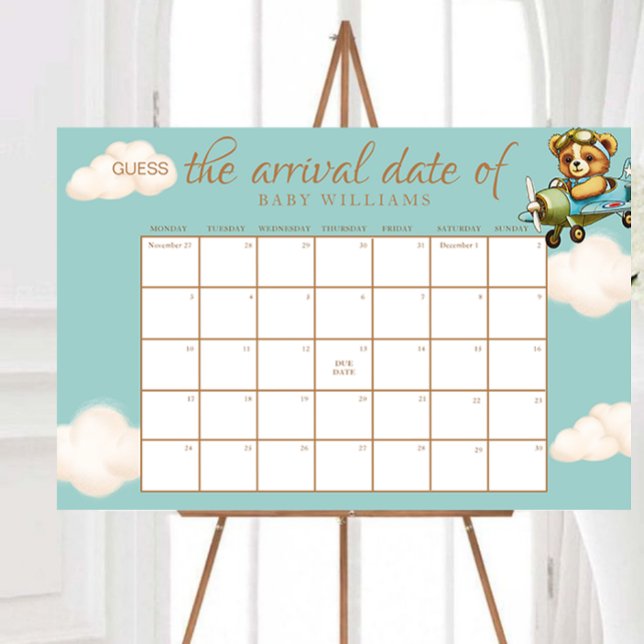 Baby Shower Guess The Due Date Calendar Poster (Baby Shower Guess The Due Date Calendar Poster)