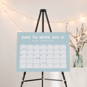 Baby shower guess the due date cute blue foam board