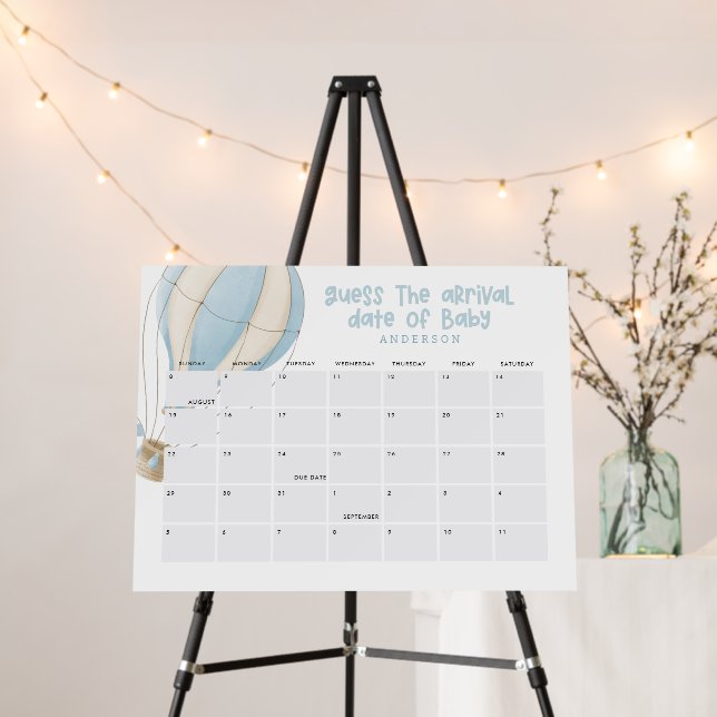 Baby shower guess the due date hot air balloon foam board (In Situ (Stand))