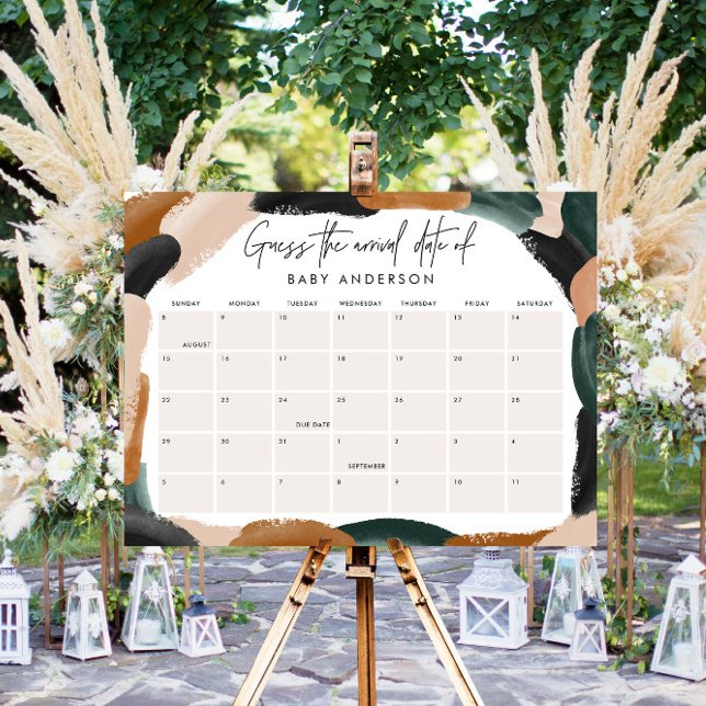 Baby shower guess the due date modern abstract foam board (Creator Uploaded)