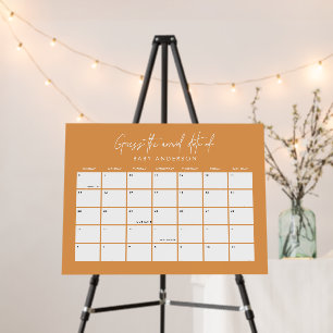 Baby shower guess the due date modern bold orange foam board