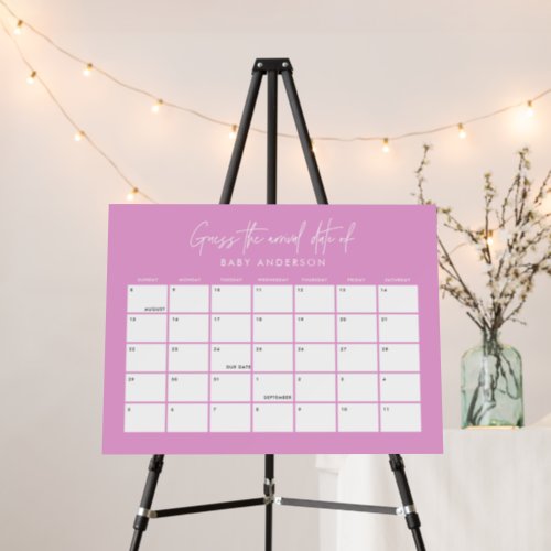 Baby shower guess the due date modern girly pink foam board