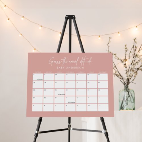 Baby shower guess the due date modern rose pink foam board