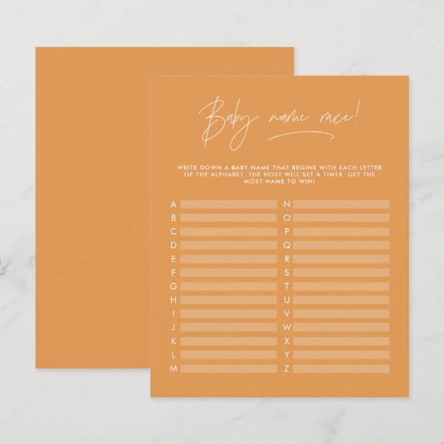 Baby shower guess the name modern mustard yellow (Front/Back)