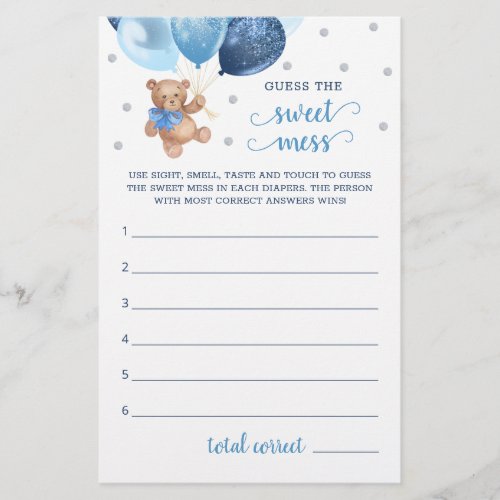 Baby Shower Guess The Sweet Mess Game Teddy Bear