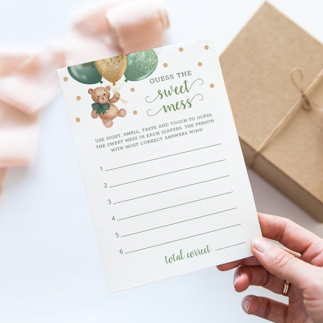 Baby Shower Guess The Sweet Mess Teddy Bear Card (Creator Uploaded)