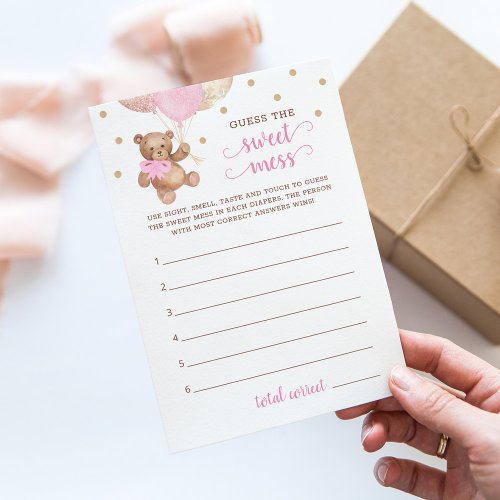 Baby Shower Guess The Sweet Mess Teddy Bear Card