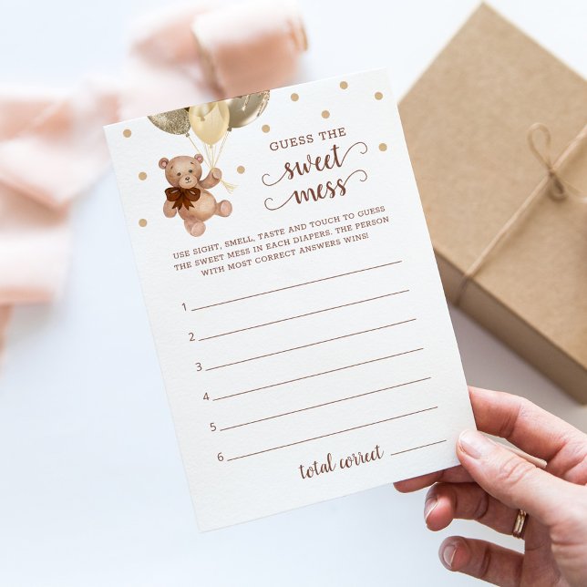 Baby Shower Guess The Sweet Mess Teddy Bear Card (Creator Uploaded)