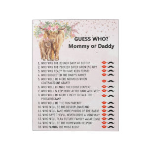 Baby Shower Guess Who Game Highland cow  Notepad