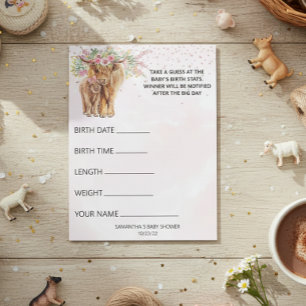 Baby Shower Guesses Game Highland cow Pink Notepad