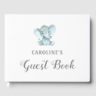 Baby Shower Guest Book, Blue Elephant Book