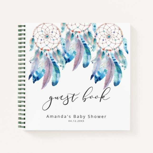 Baby Shower Guest Book Boho Dreamcatcher Shower (Front)