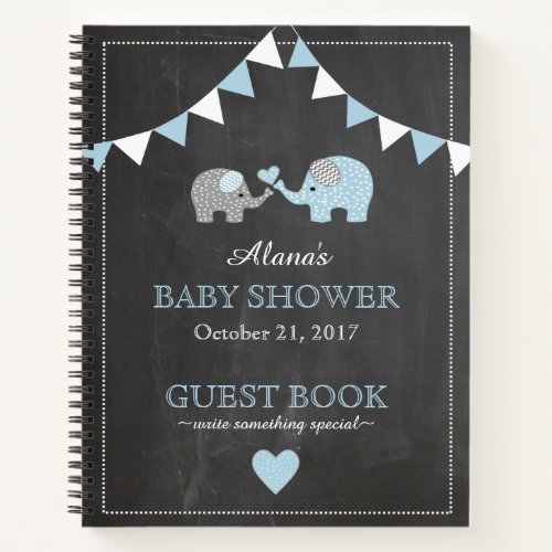 Baby Shower Guest Book Chalkboard Look Elephants