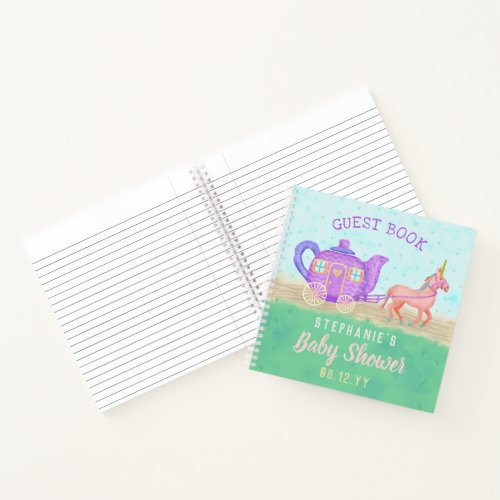 Baby Shower Guest Book Cute Unicorn Tea Party