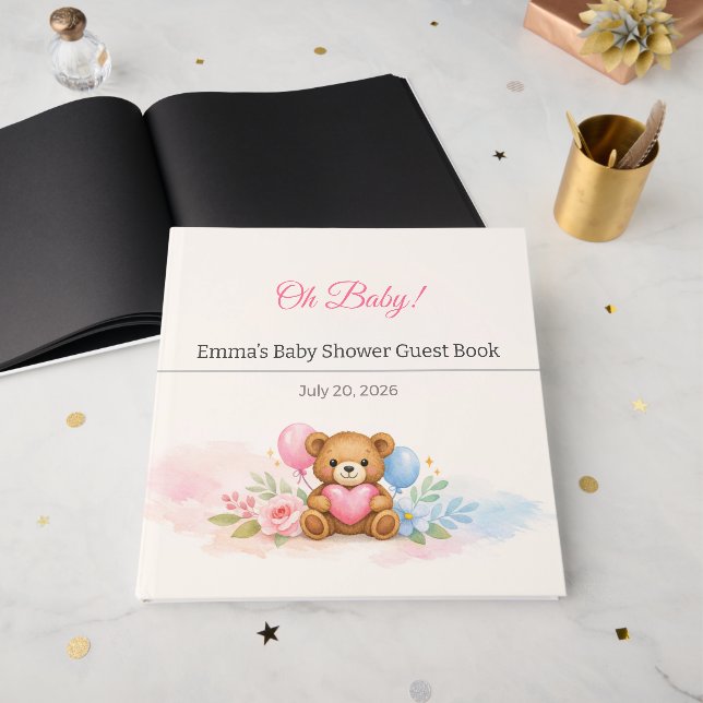 Baby Shower Guest Book | Elegant Keepsake (Front Open)