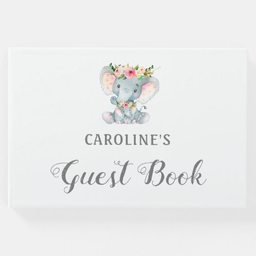 Baby Shower Guest Book Floral Elephant Guest Book
