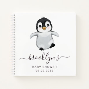 Baby Shower Guest Book   Gray Penguin