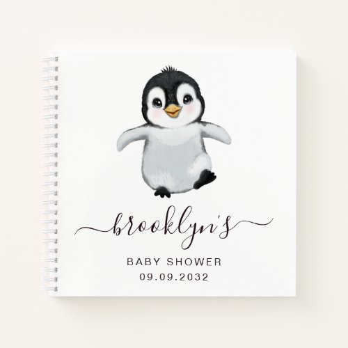 Baby Shower Guest Book  Gray Penguin