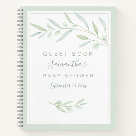 Baby Shower Guest Book Greenery Elegant Watercolor