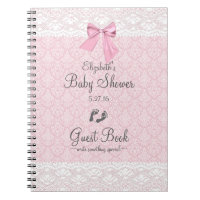 Baby Shower Guest Book Pink Damask