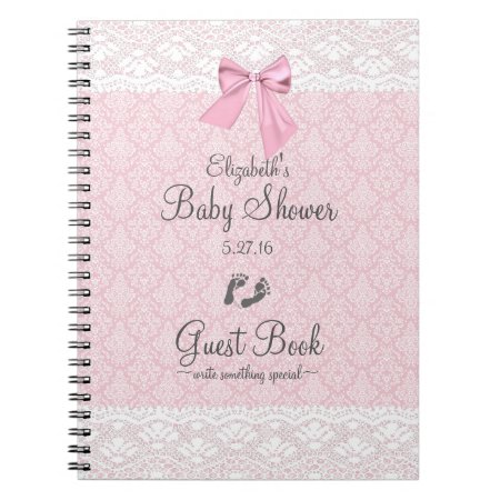 Baby Shower Guest Book Pink Damask