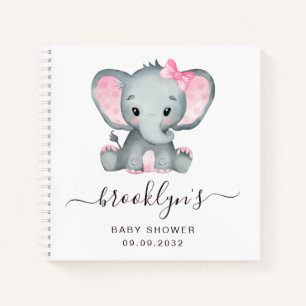 Baby Shower Guest Book Pink Elephant