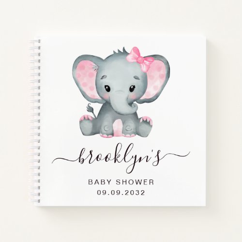Baby Shower Guest Book  Pink Elephant