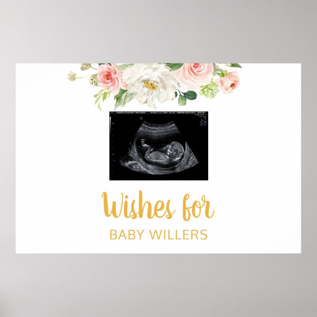 Baby Shower Guest Book Sign, Sonogram Ultrasound (Front)