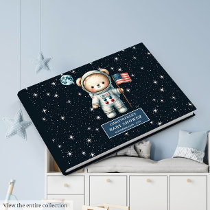 Baby Shower Guest Book Teddy Bear Astronaut Boys
