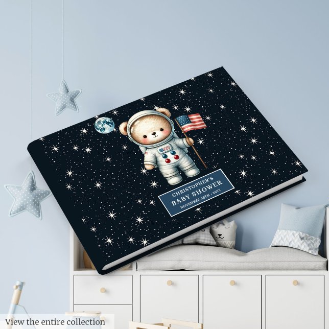 Baby Shower Guest Book Teddy Bear Astronaut Boys (Baby Shower Guest Book Teddy Bear Astronaut Boys)