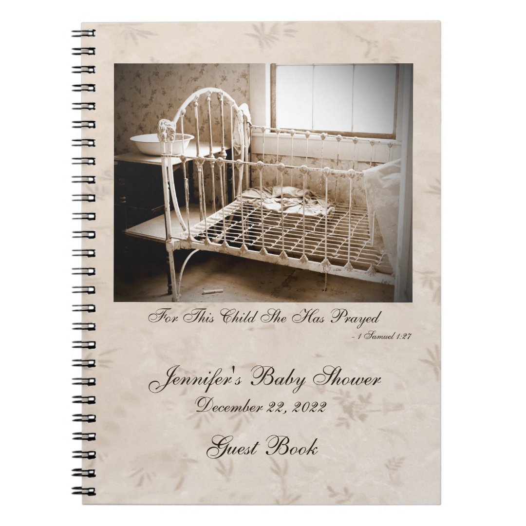 Baby Shower Guest Book, Vintage Crib Notebook Zazzle