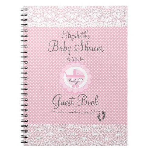 Baby Shower Guest Book With Pink Swiss Dots