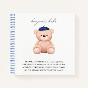 Baby Shower Guestbook Bonjour Bebe French Notebook