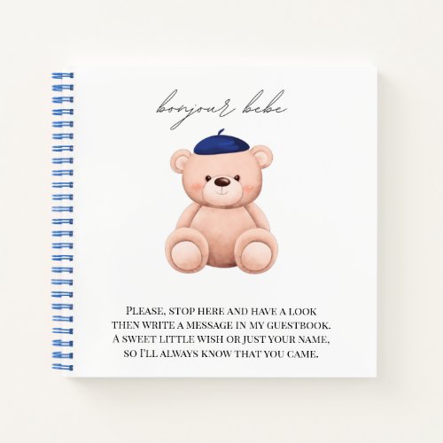 Baby Shower Guestbook Bonjour Bebe French Notebook