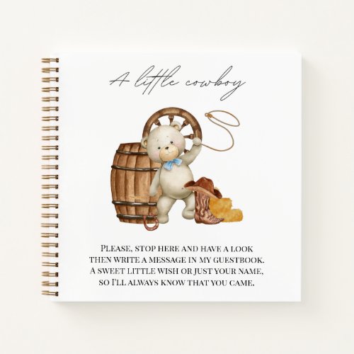 Baby Shower Guestbook Cowboy Rustic Country Notebook